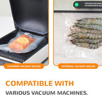 Multi-Size Sealing Solution Vacuum Sealer Bags & Rolls – 100x 6''x10'', 100x 8''x12'', 3 Rolls 11''x20', 3 Rolls 8''x20' – Premium Commercial-Grade for Food Storage, Meal Prep, & Sous Vide, Wevac