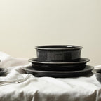 Stone Lain Slate 12-Piece Dinnerware Set Stoneware, Plates and Bowls Set, Dishwasher and Microwave Safe, Dish Set for 4, Black