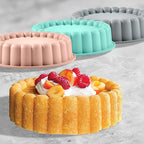 10 Inch Silicone Bundt Cake With 8 Inch Pan Set (2 Pack) - Nonstick Baking Mold for Pound Cake, Jello, Bread & Brownies, Dishwasher Safe, Grey