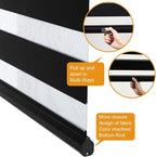 Persilux Cordless Zebra Blinds for Windows Free-Stop Roller Window Shades (35" W X 64" H, Black) Dual Layer Light Control for Day and Night, Light Filtering Sheer Shades for Home, Easy to Install