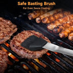 SHINESTAR Heavy Duty Grill Tools Set, Stainless Steel Grilling Accessories with Spatula, Tongs, Fork and Basting Brush, 4PCS, Ideal Grilling Gifts for Man