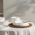 Stone Lain Fosca 32-Piece Dinnerware Set Bone China, Plates and Bowls Sets, Pasta Bowls, Dish Set for 8, Matte White