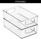 iDesign Stackable Pantry Bins with Handles, 2 Small Bins and 1 Medium Bin, 3 Pack, Clear, Made in USA