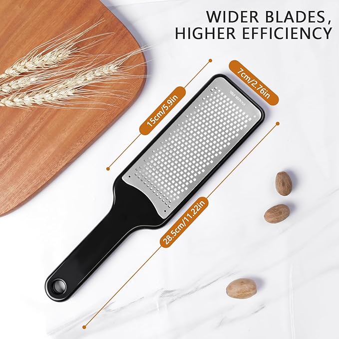 LHS Citrus Lemon Zester Cheese Grater - Stainless Steel Kitchen Tool for Parmesan Cheese, Ginger, Garlic, Nutmeg, Chocolate, Fruits, Dishwasher Safe