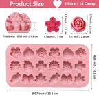 Silicone Molds Candy Flower Shape Chocolate Candy Molds, 18 Cavity Flower Silicone Molds Rose Chocolate Mold Ice Cube Tray for Jello Pudding Candle Soap Wax Melts DIY Crafts 2PCS, Pink