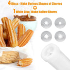 Churro Maker Kit, Hollow Churro Machine, Churro Maker Gun with Piping Bag and 2 Cleaning Brushes, 5 Nozzles for Various Shapes, Máquina para Hacer Churros, Perfect Gift