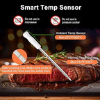 Long Range Wireless Smart Meat Thermometer with Bluetooth Booster, for Oven, Grill, Kitchen, BBQ, Smoker, Rotisserie, Black