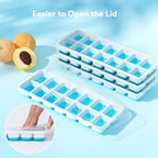 Ice Cube Trays 4 Pack, Airabc Silicone Ice Cube Trays with Removable Lid, Easy-Release Flexible 14-cube Ice Trays, LFGB Certified and BPA Free, Stackable Ice Trays with Covers for Cocktail, Freezer