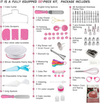 Cake Decorating Kit,137pcs Cake Decorating Supplies with Cake Turntable for Decorating,Pastry Piping Bag,Russian Piping Tips Baking Tools, Cake Baking Supplies for Beginners(Pink)