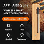 Wireless Meat Thermometer Digital, Long Range Bluetooth 5.2 with App Control, Compatible with iOS & Android, IP68 Waterproof, Fast Charging & Magnetic Smart Food Thermometer for Oven Grill BBQ Smoker