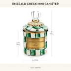 MACKENZIE-CHILDS Mini Enamel Canister, Kitchen Storage Container with Lid, Green-and-White Emerald Check