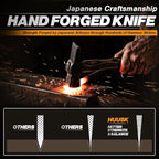 Huusk Meat Cleaver Knife Japanese Kitchen Knife 6.4 Inch, Hand Forged Butcher Knife for Meat Cutting, Vegetable Chopping Knife High Carbon Steel Damascus Pattern Chef Knife Cooking Gift for Men Women