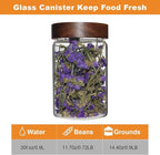 Glass Coffee Jars Spice Jar Round Storage Canister with Wooden Lid Clear Glass Food Jar for Pantry Sugar Tea Coffee Bean Spice Nuts Cookies Bath Salts (900ml/30oz-1 pack)