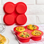 JOERSH 2-PK Air Fryer Egg Mold, 4 Cups Silicone Air Fryer Baking Pan Non-Stick for Egg Bites, Cupcake, Muffin, Tart, Frittata, Quiche