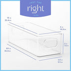 Plastic Food Storage Clear Container Bin with Handles for Organizing Kitchen, Pantry, Refrigerator, Freezer, Pantry, Cabinet, Closet, Bathroom. Stackable 10"X4"3"