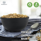 Homienly Cereal Bowl Set, Wheat Straw Fiber Unbreakable Lightweight Bowls Set (Grey Stone, 26 OZ)