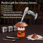 Cocktail Smoker Kit with Torch and Whiskey Glass, 6 Flavors Wood Chips and 3 Whisky Stones for Whiskey & Bourbon, Gift for Husband, Birthday Gift (No Butane), Brown