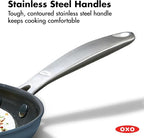 OXO Enhanced 12” Nonstick Frying Pan Skillet, PFAS-Free Ceramic, Oven & Broiler Safe to 600°F, Durable Hard Anodized Cookware, Stainless Steel Handle, Dishwasher Safe, Storm Blue