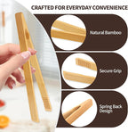 2 Pieces Natural Bamboo Toaster Tongs,9.8-Inch Long Bamboo Toast Tongs with Anti-slip Design,Heat-Resistant Tongs for Cooking and Serving