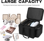 Baking Supplies Storage Bag for Bakers/Pastry Chefs, Cake Decorating Tool Caddy,Suitable for Cake Decorating,Baking Pan,Baking Mat,Muffin Liners,Black