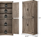 71in Farmhouse Kitchen Pantry Cabinet,Tall Storage Cabinet with 4 Doors and Adjustable shelves,with Load-Bearing Steel Pipe,Wood Storage Cabinets for Kitchen,Dining Room,Bathroom(Light Rustic Oak)