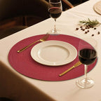 FunWheat Round Braided Placemats Set of 6 Place mats for Dining Tables Woven Heat Resistant Table Mats 15 inch (Wine)