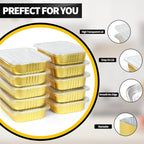 20 Pack 11"×8"×2" Gold Aluminum Foil Pans with Lids Heavy Duty, 5 LB Foil Food Containers with Lids, Disposable Tin Foil Pans for Baking, Meal Prep, Freezer, Heating and Takeout