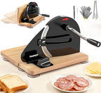 Huanyu Manual Bread Slicer Upgrade Foldable Sourdough Cutter Versatile Hand Crank Slicers Stainless Steel Blade Adjustable Thickness with Scale Line&Suction Cup for Homemade & Commercial Use (Black)
