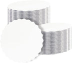 qiqee 8 Inch White Wave Cake Boards Round 50-Packs Circles Rounds Base Food-Grade Cardboard Wave Cake Plate（Thinner But Stronger）