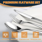 Silverware Set for 6, Heavy Duty Stainless Steel Cutlery Set Flatware Set,30 Piece Premium Silverware, Mirror Polished Modern Cutlery include Fork Knife Spoon Set,Dishwasher Safe