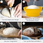 Electric Heating Bread Proofing Basket, Sourdough Starter Warmer - 4 Heat Settings, Foldable 9-Inch Sourdough Starter Kit, Silicone Banneton Basket-Multipurpose for Warming Pet Food, Yellow
