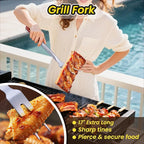 4PCS Grilling Accessories Rose Wooden BBQ Grilling Tools Set, Heavy Duty Stainless Steel Barbecue Grill Tools Kit with Spatula, Clips, Brushes, Forks for Outdoor Grill, BBQ Gift for Men and Women