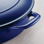 Tramontina Bestow Enameled Cast Iron Oval Dutch Oven Pot with Lid, Large 7-quart, Blue