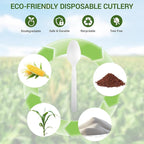 Compostable Spoons [100 Pcs] CPLA Spoons Disposable BPI Certified BPA-Free, Heat Resistant, Durable Disposable Utensils Alternative to Plastic Silverware for Daily, Party & Camping
