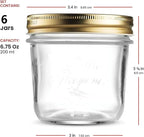 Bormioli Rocco Quattro Stagioni 6.75 oz Glass Preserving Jar (Set of 6) - Wide‑Mouth Twist‑Top Canister with Airtight Seal - Bee embossed Storage & Serving Vessel - Made in Italy, BPA‑Free