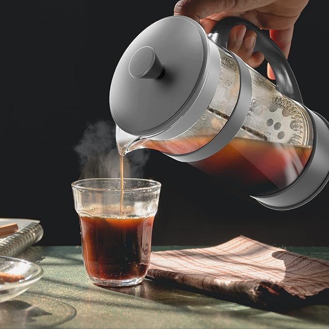Utopia Kitchen 12 Ounce 0.35 Liter French Press Coffee Maker, Tea Maker, Travel Coffee Presses, Heat Resistant Thickened Borosilicate Coffee Pot for Camping Travel Gifts, Grey Pack of 1