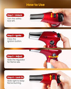 Kollea Creme Brulee Torch, Refillable Butane Torch Lighter, Kitchen Torch Food Torch with Safety Lock & Adjustable Flame for Baking, Crafts, BBQ (Gas Not Included)