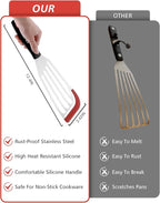 LX Fish Spatula Heat Resistant SiliconeTurner Spatula for Nonstick Cookware, Silicone Thin Flipper Slotted Spatulas - Ideal for Grilling, omelette making, Pancake