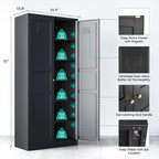 SISESOL Black Storage Cabinet,71" Tall Pantry Cabinet,Kitchen Pantry Storage Cabinets with 2 Doors and 6 Shelves,Wide Deep Metal Food Cupboard for Home,Kitchen,Dining/Living Room