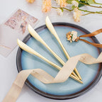 I00000 90 Pcs Gold Plastic Knives,Plastic Silverware, Gold Disposable Utensils, Heavy Duty Disposable Knives Dinnerware Perfect for Parties, Wedding & Dinners