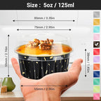 EUSOAR Foil Ramekins with Lids, Black 25Packs 5oz Disposable Baking Cups Foil Liner Cupcake Container, Dessert Cheesecake Pan Creme Brulee Cupcake Containers for Catering Gathering Club Wedding Party