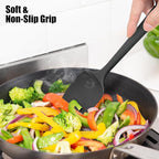4-Piece Silicone Spatula Scrapers: Doosu 600°F Heat Resistant Food Grade Kitchen BPA Free Rubber Baking Cooking Tool Nonstick Utensil Set for Mixing, Scraping, Folding, Stirring, Serving (Black)