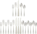 Amazon Basics 20-Piece Stainless Steel Flatware Set with Square Edge, Service for 4, Silver