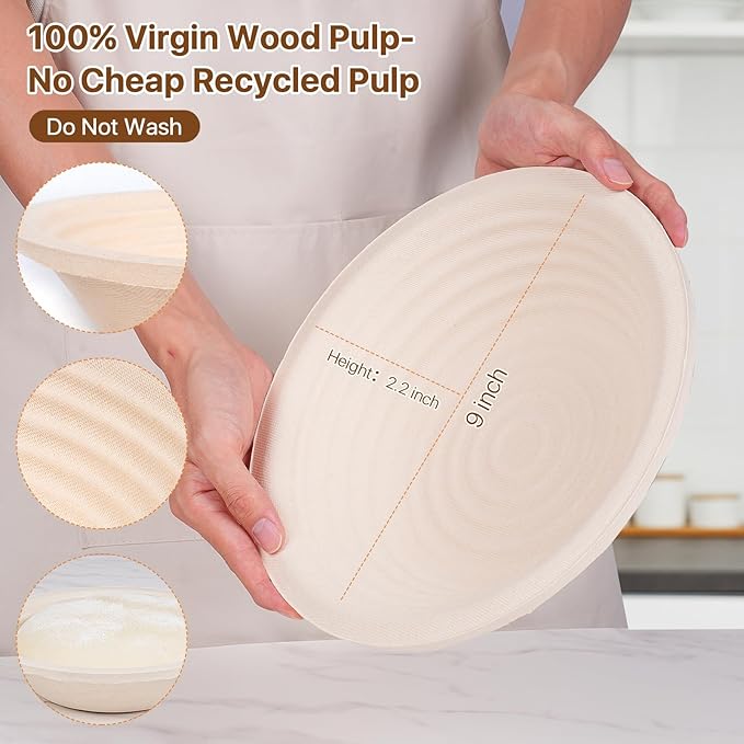Round & Oval Wood Pulp Banneton Bread Proofing Basket Set, Sourdough Banneton Basket Set, Bread Making Tool Brotform Sourdough Bread Baking Supplies