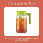 Takeya Flash Chill Iced Tea Maker - Airtight & Durable Iced Tea Maker Jug with Silicone Carry Handle - Leak-Proof & Lightweight Tea Infuser with Patented Flash Chill Technology - 2 Quart, Raspberry