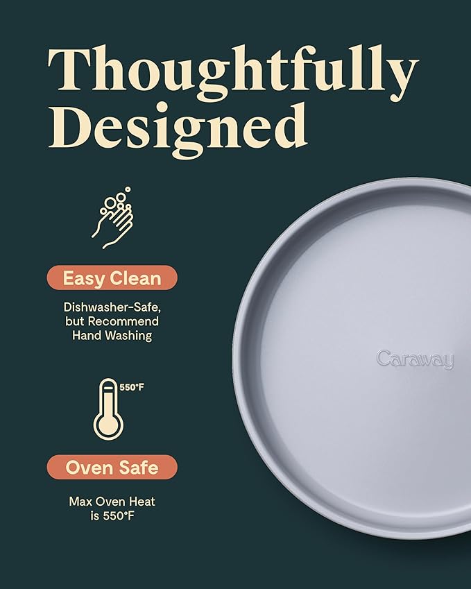 Caraway Non-Stick Ceramic 9” Circle Pans - Naturally Slick Ceramic Coating - Non-Toxic, PTFE & PFOA Free - Perfect for Birthday Cakes, Tartes, & More - Sage
