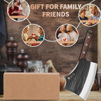 7.68" Meat Cleaver Knife for Meat Bone Cutting,Full Tang Japanese Chef Chopping Knife,Heavy Duty Butcher Axe Bone Breaker, Hand Forged Chopper for Kitchen,Gifts for Men