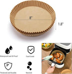 200Pcs Air Fryer Disposable Paper Liner, 8 Inch Round Non-Stick Air Fryer Liners Parchment Paper for 5-8 QT Air Fryer Baking Roasting Microwave