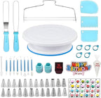 248 Pcs Cake Decorating Kit with Cake Turntable,Cake Leveler,24 Numbered Icing Piping Tips,2 Spatulas,3 Comb Scrapers,2 Couplers,5 Bag Ties,100 Pastry Bags,50 Cupcake Liners,50 Cake Flags