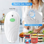 HuiJuKeJi Electric Can Opener, Rechargeable Automatic Can Opener for Seniors with Arthritis, One-Touch Hands-Free Can Opener for Almost Can Sizes, Smooth Edge & Food-Safe Kitchen Gadgets-White